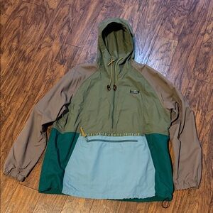 L.L. Bean Men's Water Resistant Anorak Multi Color Blocked 1/2 Zip Size XL